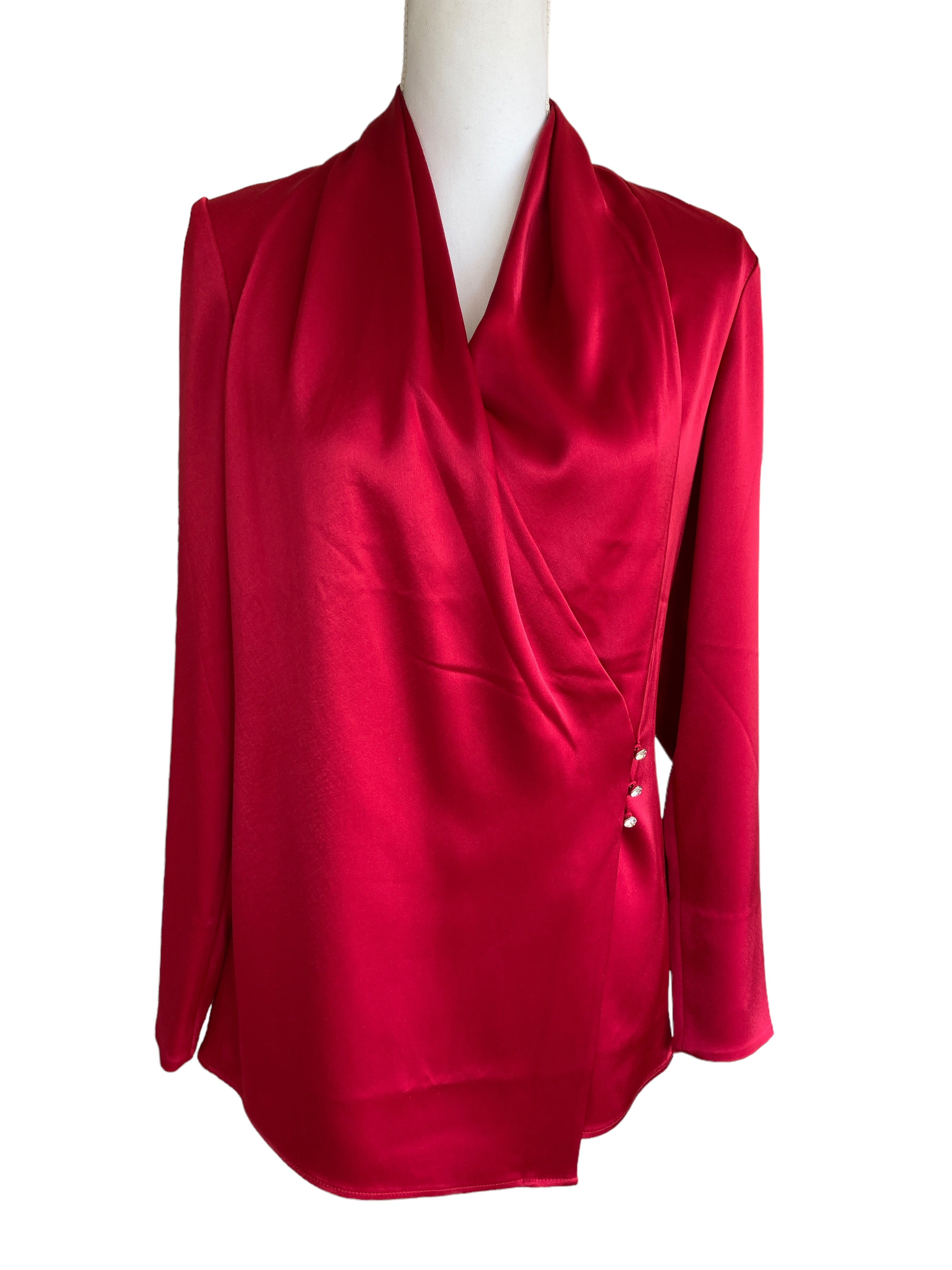 St. John Red Top with Rhinestone Detail, P