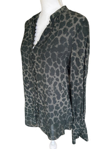 Joie Green/Grey/Black Cheetah Print Top, XS