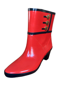 Kate Spade Parsipanny Red Rubber Boots with Buttons, 7