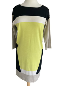 Magaschoni NY Black/Yellow/Beige Sweater Dress, S