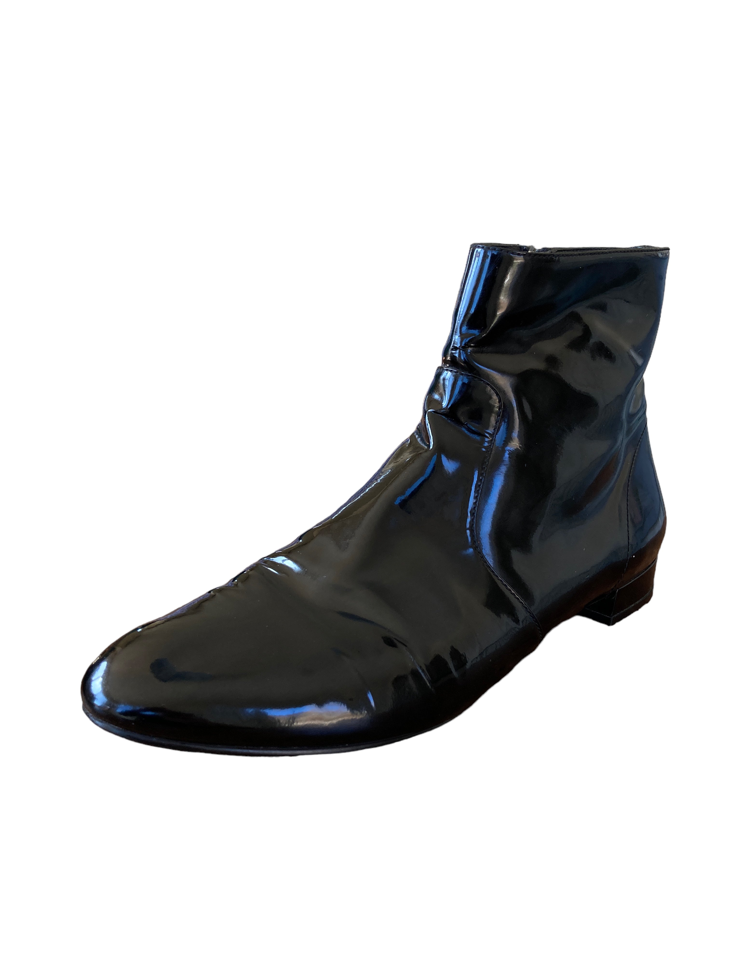 Prada Black Patent Leather Rain Boots, 40.5