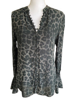 Load image into Gallery viewer, Joie Green/Grey/Black Cheetah Print Top, XS
