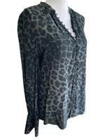 Load image into Gallery viewer, Joie Green/Grey/Black Cheetah Print Top, XS
