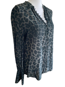 Joie Green/Grey/Black Cheetah Print Top, XS