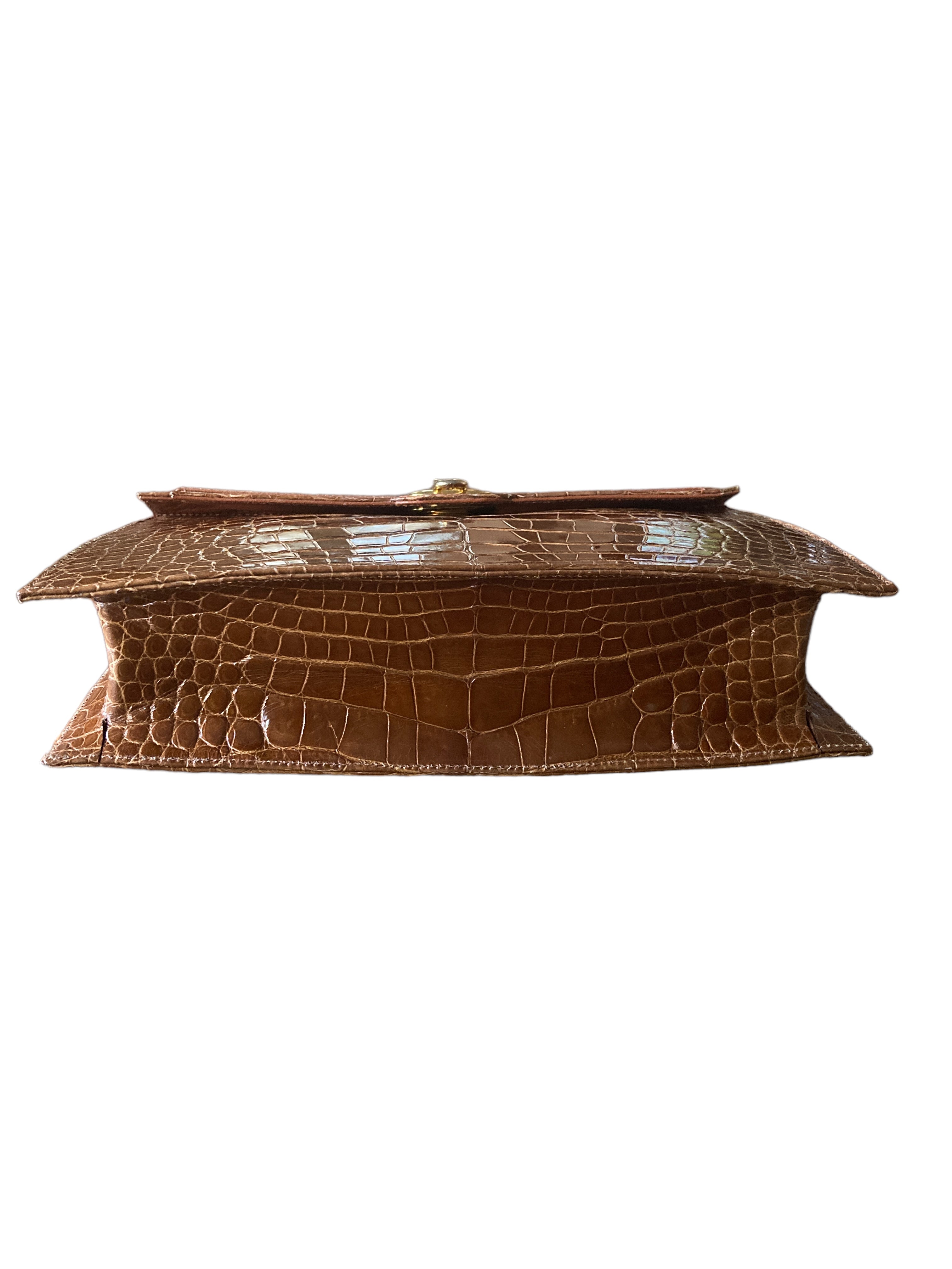 Plato Custom Brown Alligator Clutch with Two Straps