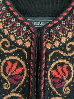 Load image into Gallery viewer, Dale of Norway Black Print Zipper Nordic Cardigan Sweater, S
