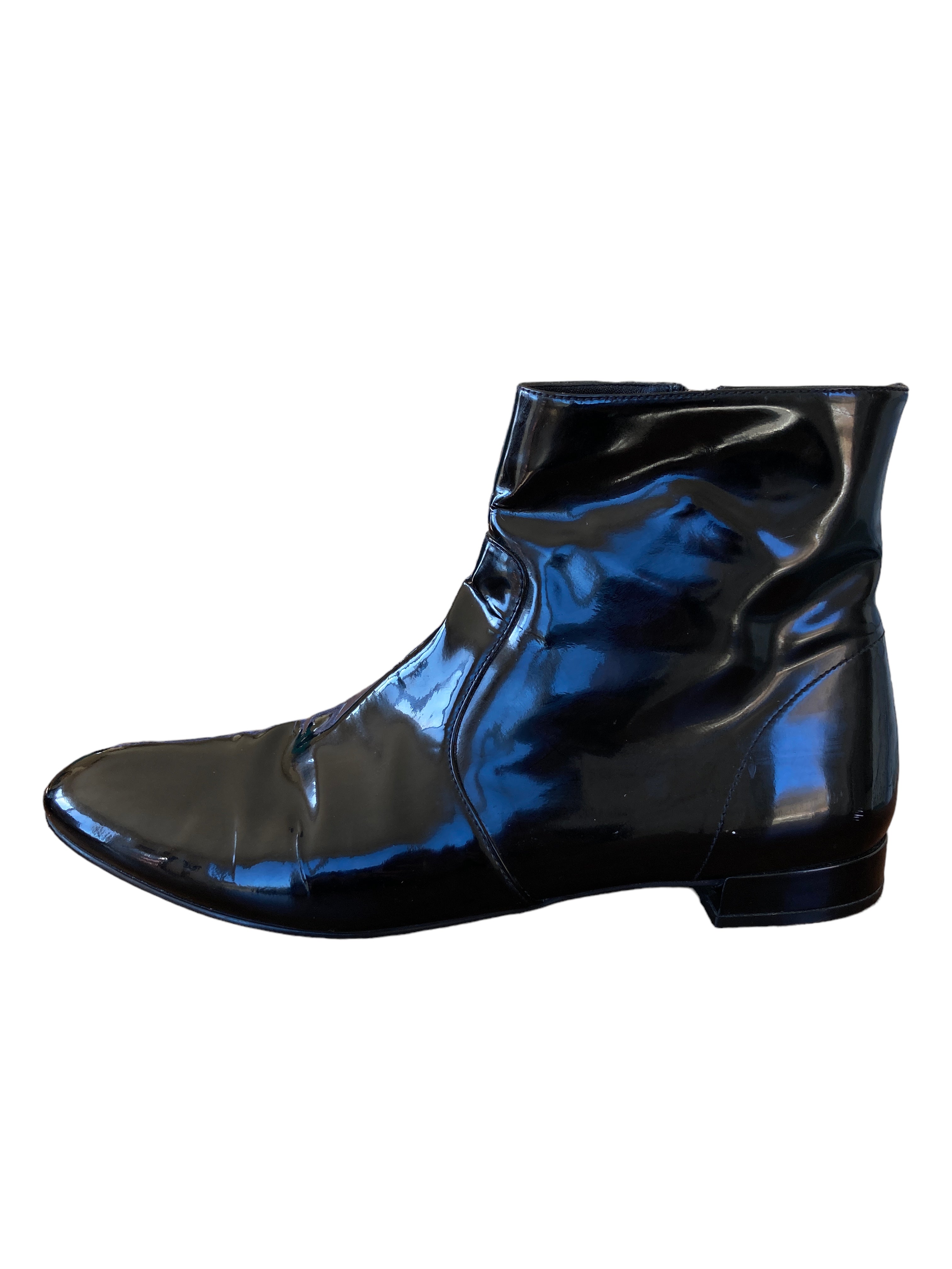 Prada Black Patent Leather Rain Boots, 40.5