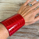 Load image into Gallery viewer, Plato Alligator Glazed Red Bracelet Cuff
