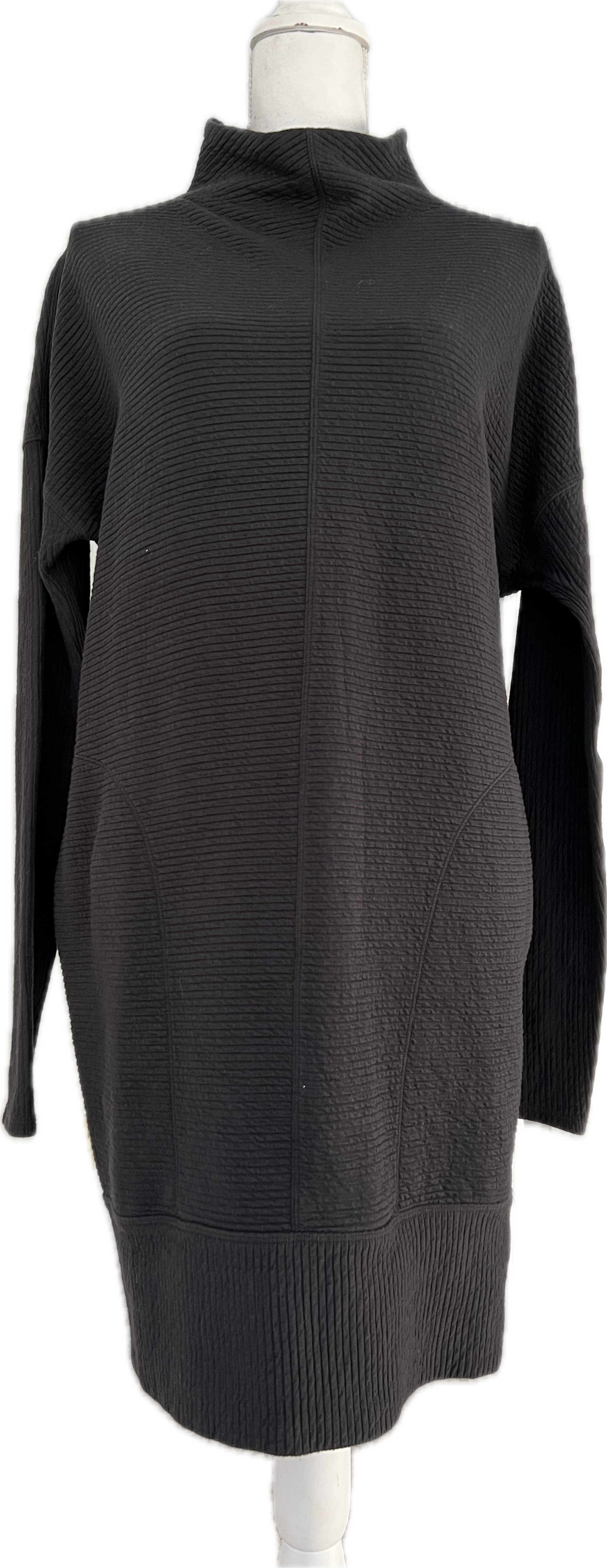 Lululemon Black Ribbed "Call For Cozy" Mock-neck Sweatshirt Dress, 8