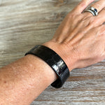 Load image into Gallery viewer, Plato Alligator Glazed Black Bracelet Cuff
