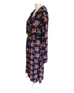 Load image into Gallery viewer, Three Islands Navy Print Long Sleeve Cotton Dress with Belt, XL
