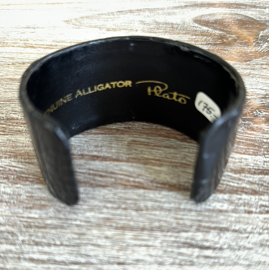 Plato Alligator Glazed Black Bracelet Cuff