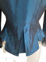 Load image into Gallery viewer, Teri Jon Deep Green/Teal Silk Jacket with Lace Trim, 10
