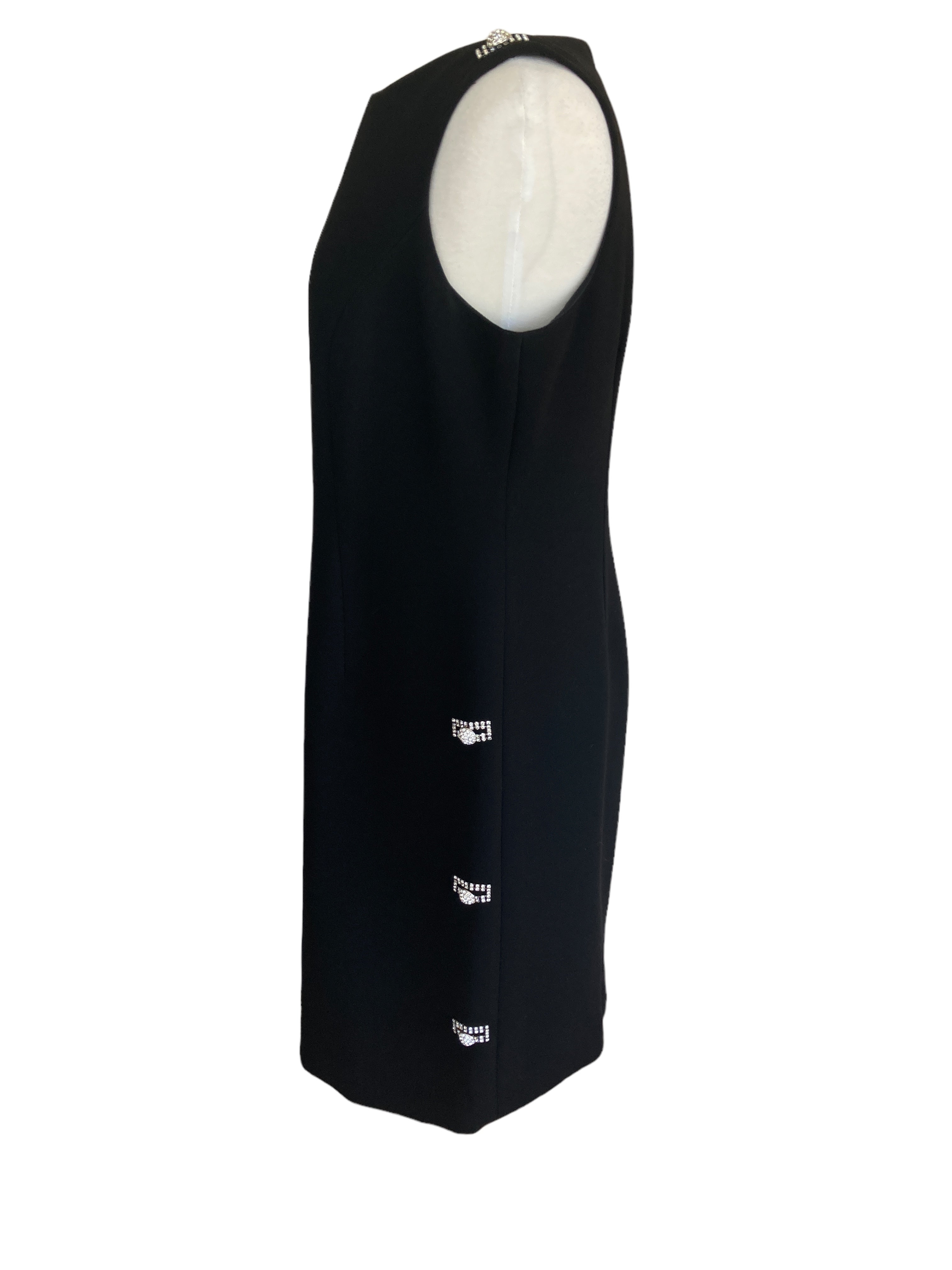 Teri Jon Black Party Dress with Rhinestone Detail, 10