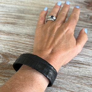 Plato Alligator Matte Black Bracelet Cuff