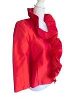 Load image into Gallery viewer, Nina McLemore Red Silk Ruffle Jacket, 0
