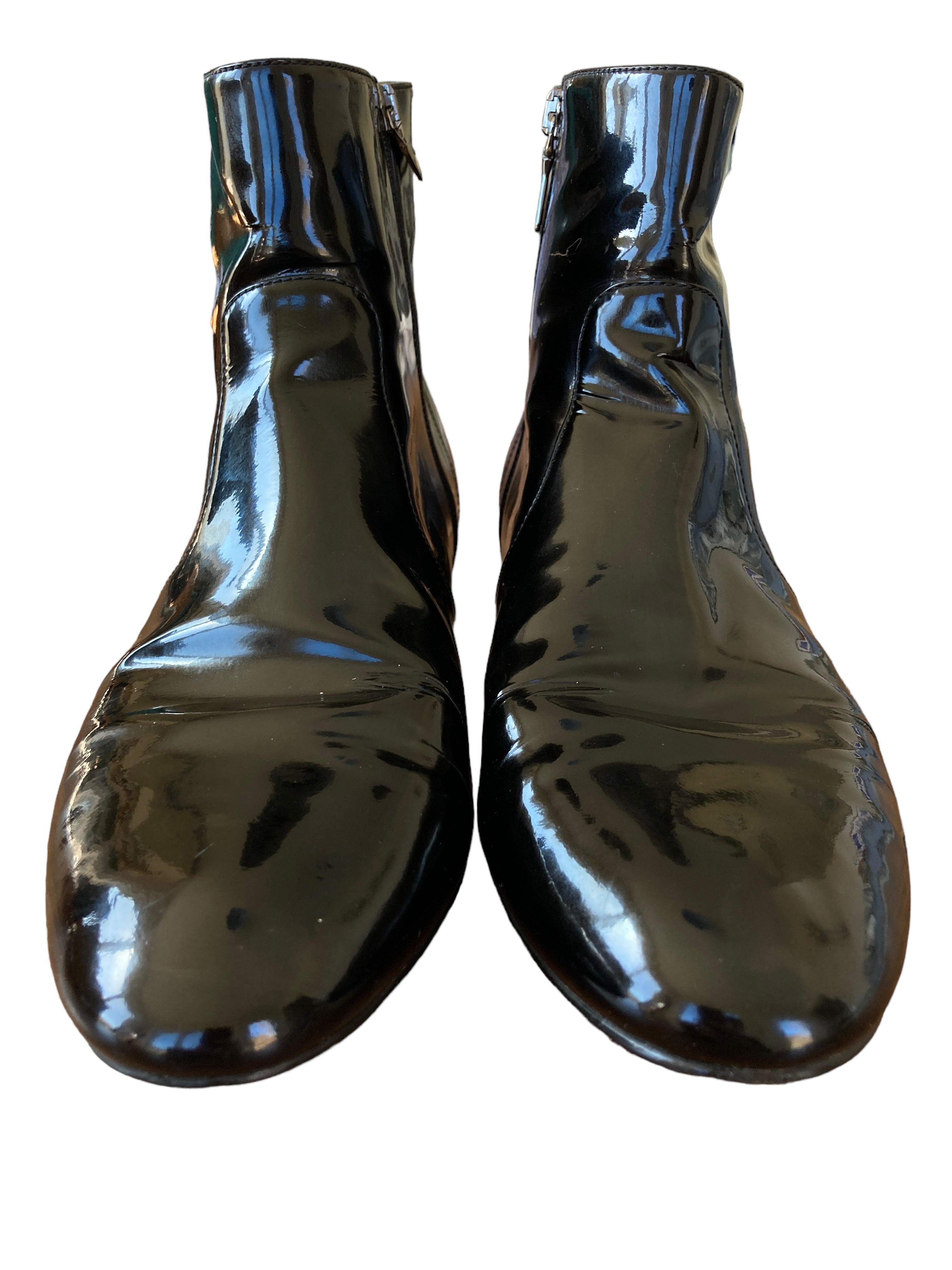 Prada Black Patent Leather Rain Boots 40.5 Second Serve Resale