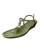 Load image into Gallery viewer, Prada Sport Patent Leather Metallic Green Wedge Jewel Sandal, 9
