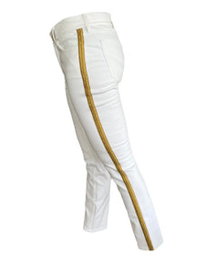 Ralph Lauren Purple Label Gold Stripe White Jeans, 29