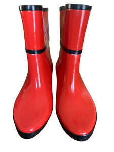 Kate Spade Parsipanny Red Rubber Boots with Buttons, 7