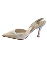 Load image into Gallery viewer, Vera Wang White Feline Satin Slingback Shoes, 7
