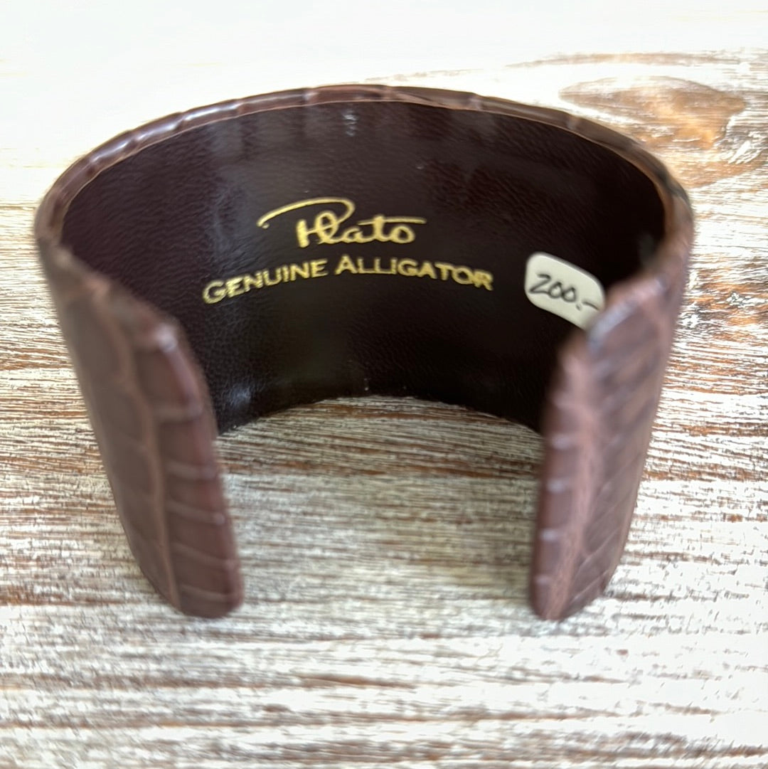 Plato Alligator Matte Brown Bracelet Cuff