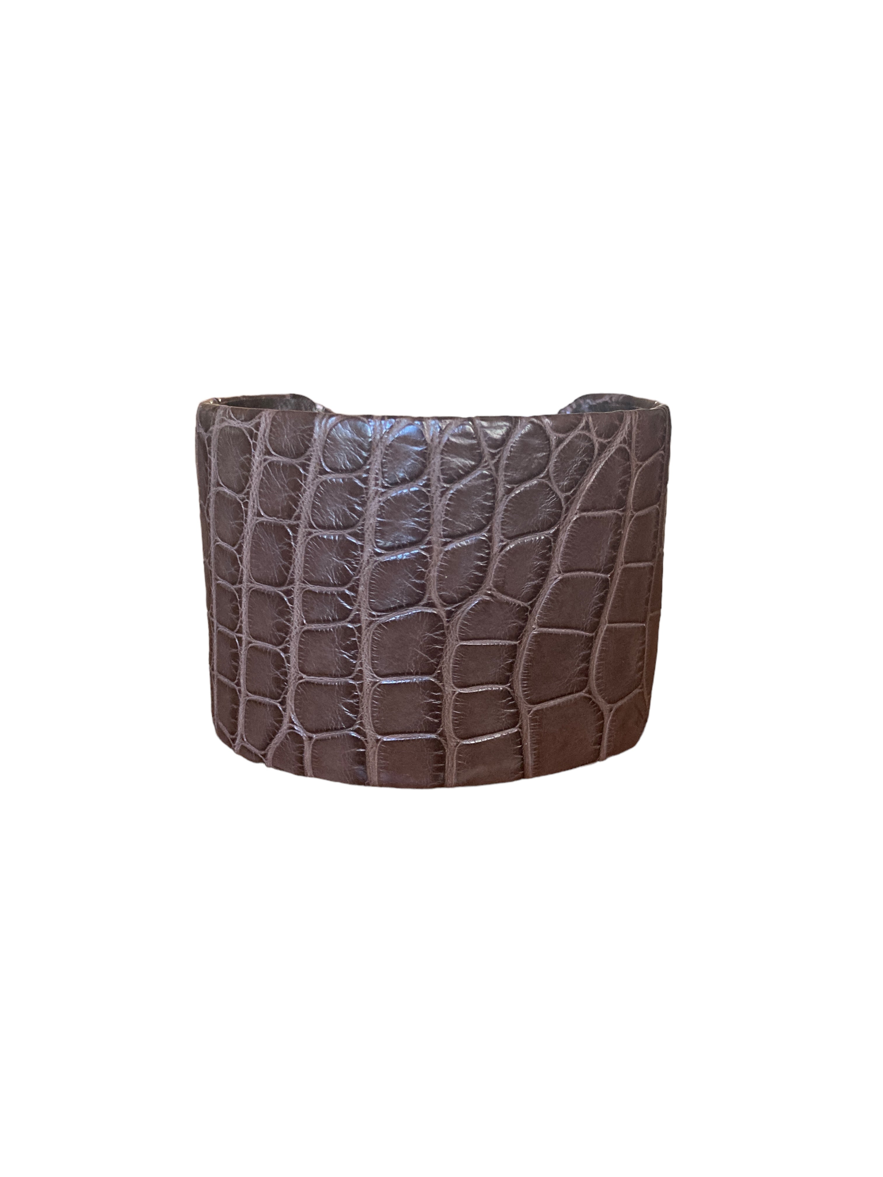 Plato Alligator Matte Brown Bracelet Cuff