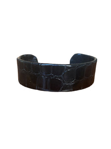 Plato Alligator Glazed Black Bracelet Cuff