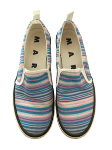 Marni Pink and Blue Striped Slip-On Sneakers, 39