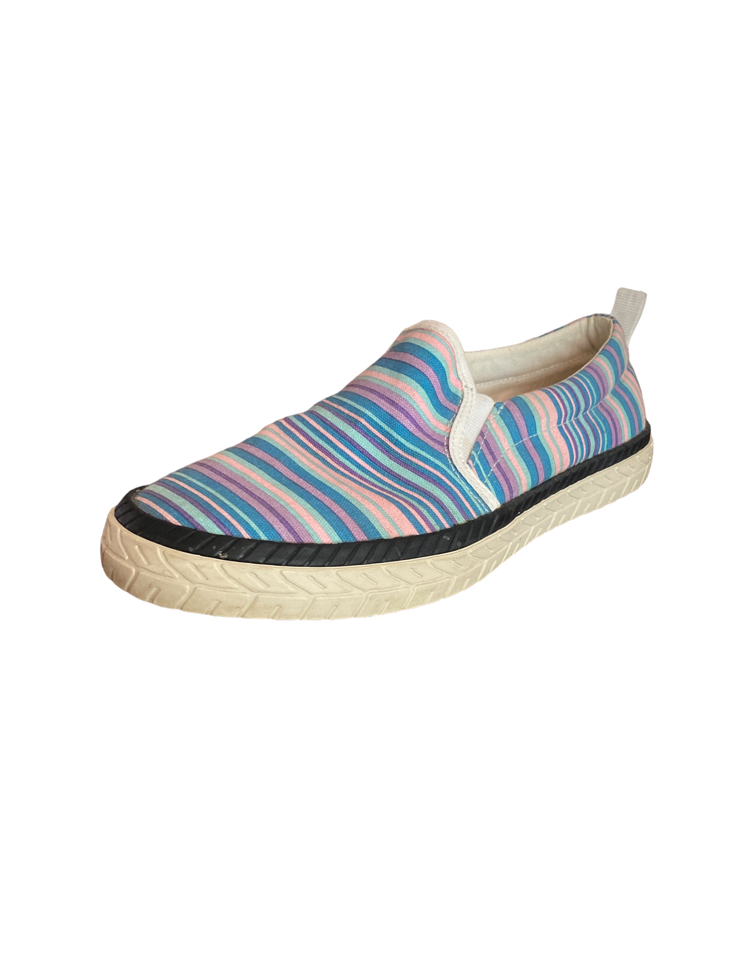 Marni Pink and Blue Striped Slip-On Sneakers, 39