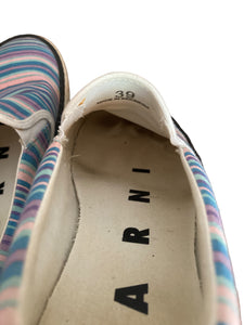 Marni Pink and Blue Striped Slip-On Sneakers, 39