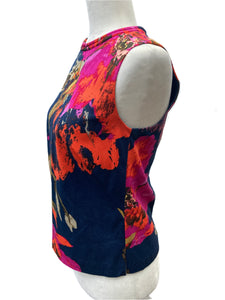 Trina Turk Jewel Toned Gold and Floral Top, XS