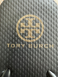 Tory Burch Black Logo Wedge Slide Sandals, 8