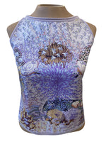 Load image into Gallery viewer, Hermes Vintage Purple Print Silk and Cashmere Maison Margiela Tank and Cardigan, S
