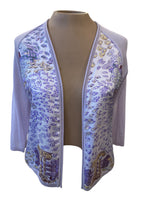 Load image into Gallery viewer, Hermes Vintage Purple Print Silk and Cashmere Maison Margiela Tank and Cardigan, S
