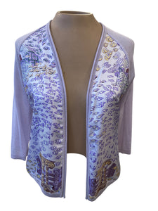 Hermes Vintage Purple Print Silk and Cashmere Maison Margiela Tank and Cardigan, S