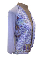 Load image into Gallery viewer, Hermes Vintage Purple Print Silk and Cashmere Maison Margiela Tank and Cardigan, S
