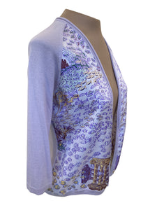 Hermes Vintage Purple Print Silk and Cashmere Maison Margiela Tank and Cardigan, S