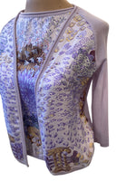 Load image into Gallery viewer, Hermes Vintage Purple Print Silk and Cashmere Maison Margiela Tank and Cardigan, S
