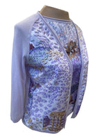 Load image into Gallery viewer, Hermes Vintage Purple Print Silk and Cashmere Maison Margiela Tank and Cardigan, S
