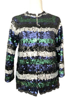 Load image into Gallery viewer, Marc by Marc Jacobs Navy and Green Sequin Sweater Cardigan, M
