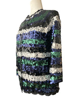 Load image into Gallery viewer, Marc by Marc Jacobs Navy and Green Sequin Sweater Cardigan, M
