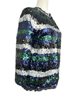 Load image into Gallery viewer, Marc by Marc Jacobs Navy and Green Sequin Sweater Cardigan, M
