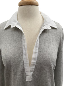 Amina Rubinacci Grey Linen Blend Tunic Top,