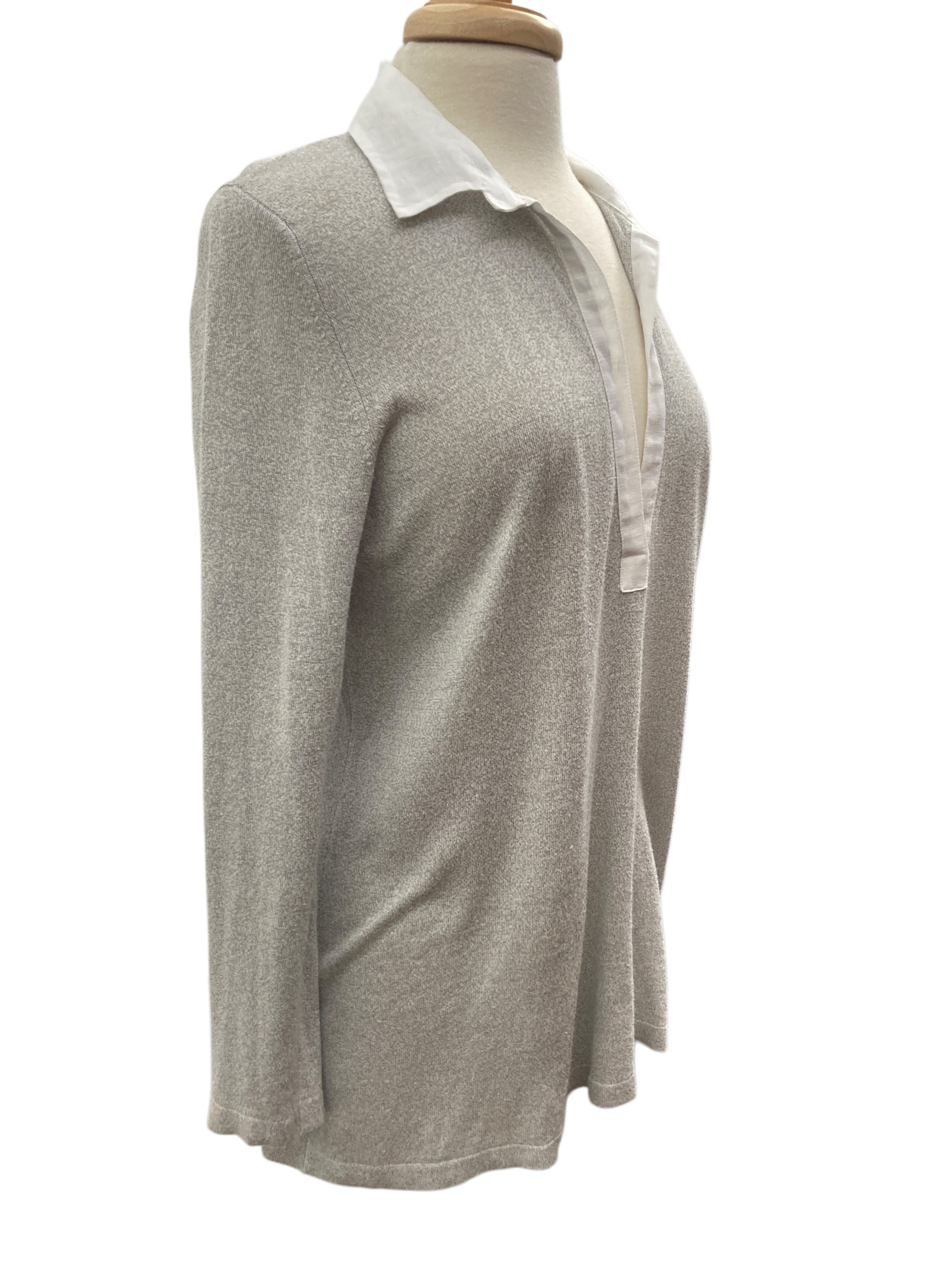 Amina Rubinacci Grey Linen Blend Tunic Top,