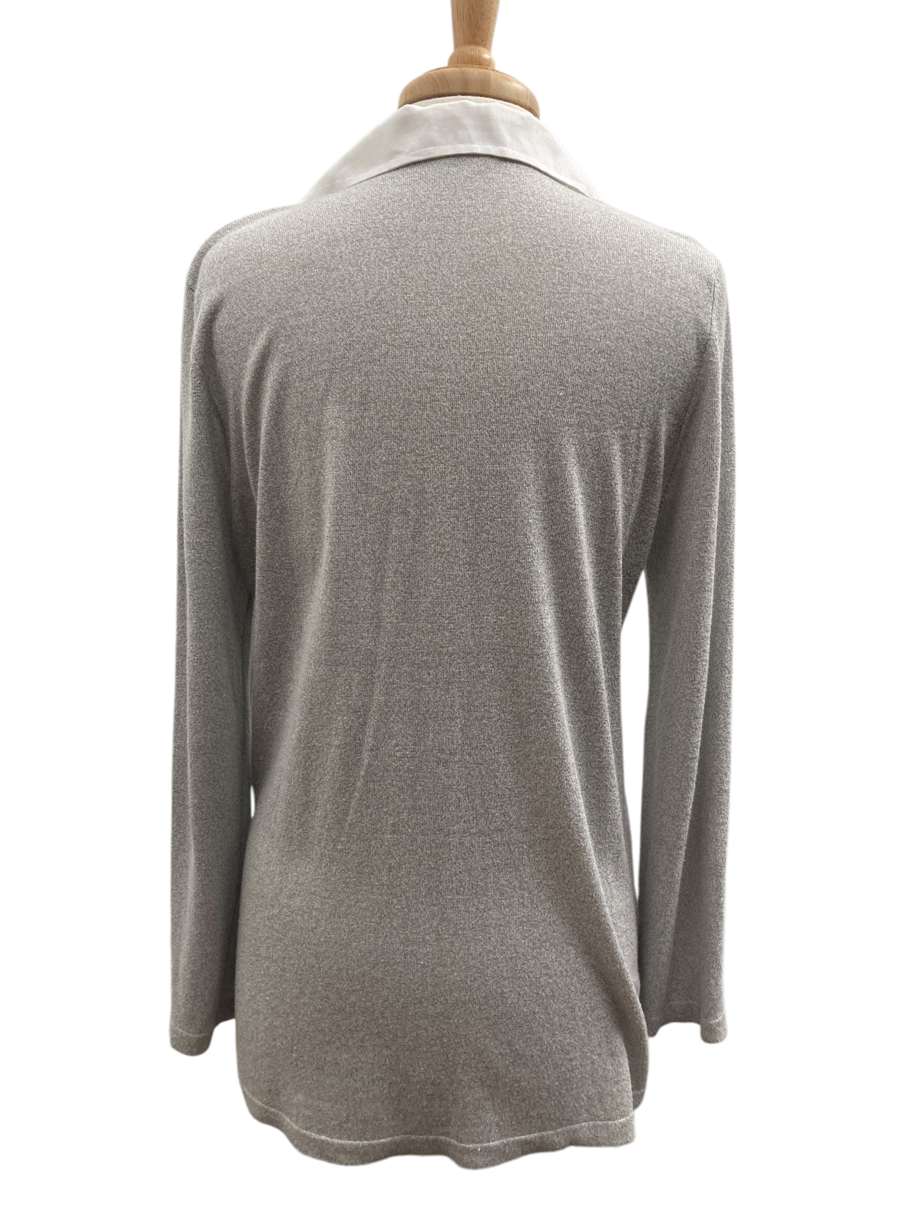 Amina Rubinacci Grey Linen Blend Tunic Top,