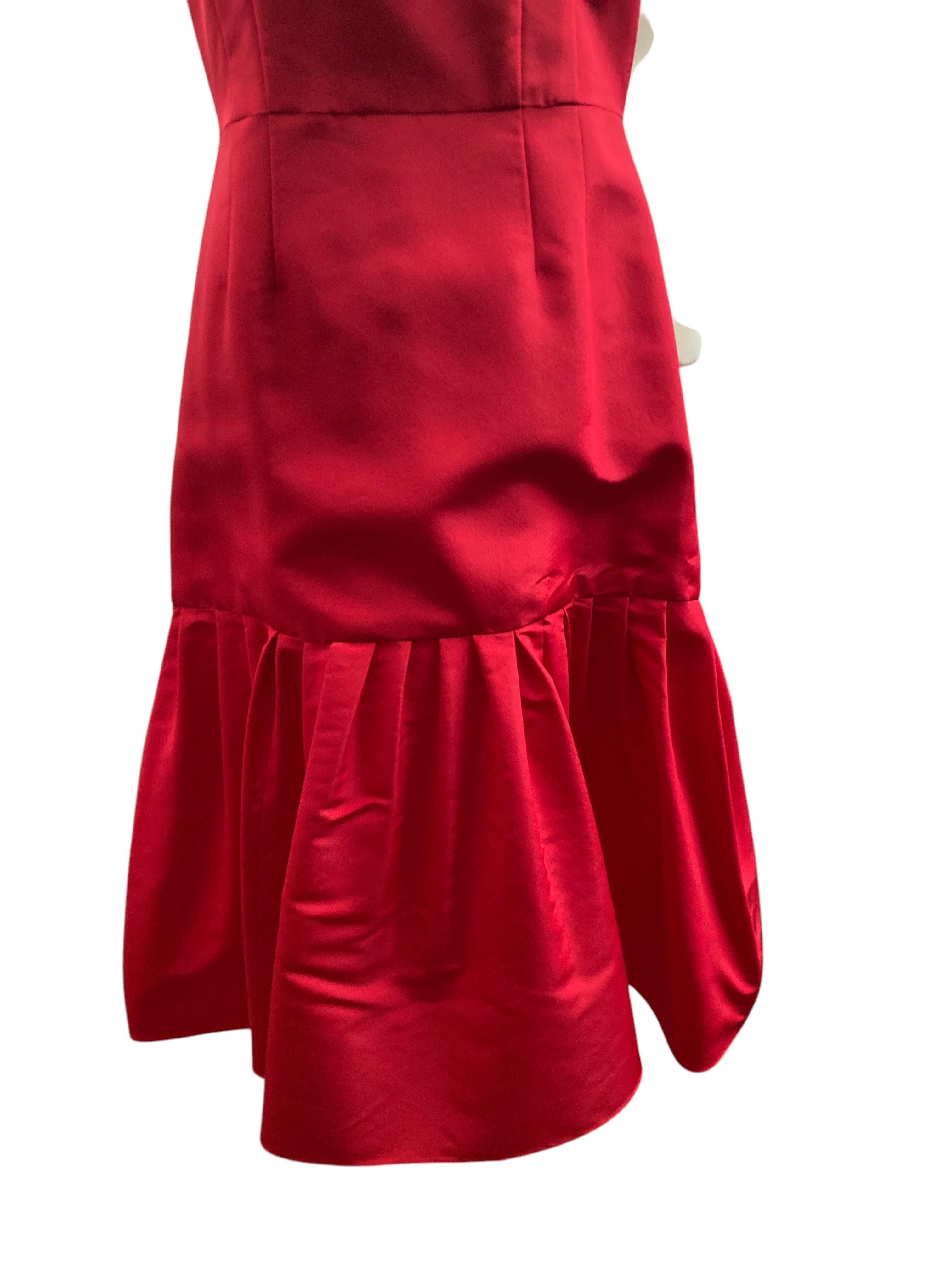 Carolina Herrera Caro Red Silk Keyhole Cap Sleeve Dress, 4