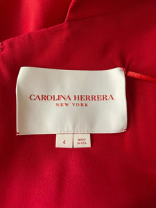 Carolina Herrera Caro Red Silk Keyhole Cap Sleeve Dress, 4