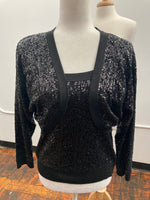 Load image into Gallery viewer, St. John Black Sequin Tank and Bolero Sweater, P
