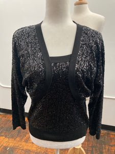 St. John Black Sequin Tank and Bolero Sweater, P